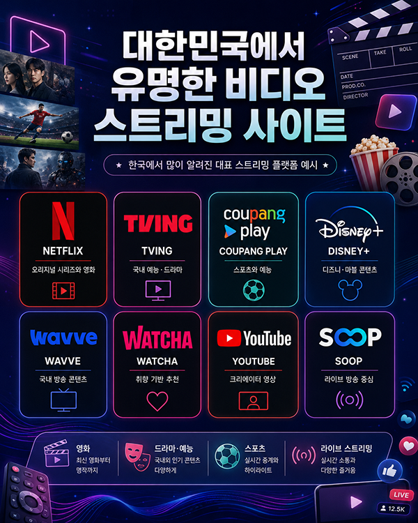 대한민국에서 유명한 비디오 스트리밍 사이트